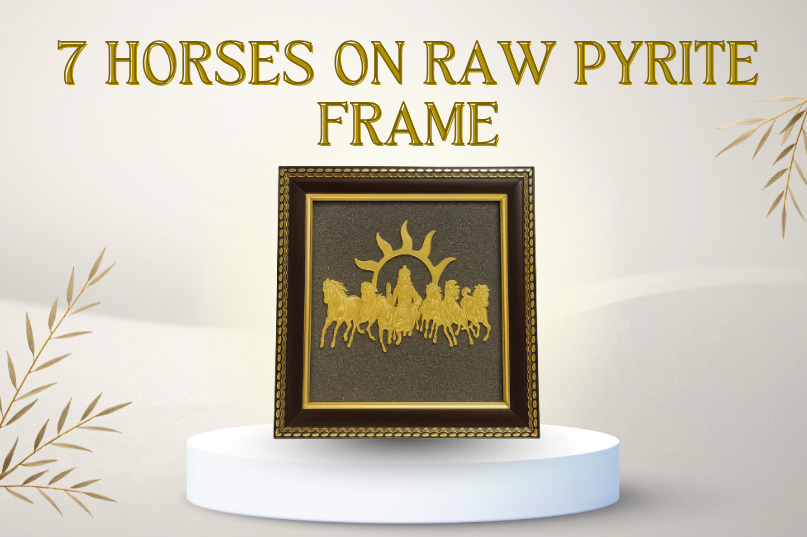 7 Horses on Raw Pyrite Frame: A Powerful Vastu Symbol for Success, Speed & Prosperity