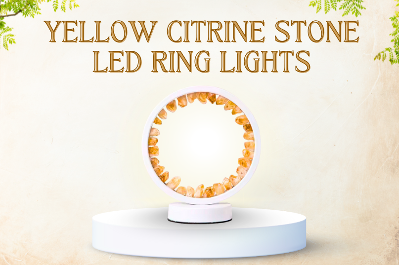 Yellow Citrine Stone LED Ring Lights: Illuminate Prosperity, Wealth & Manifestation