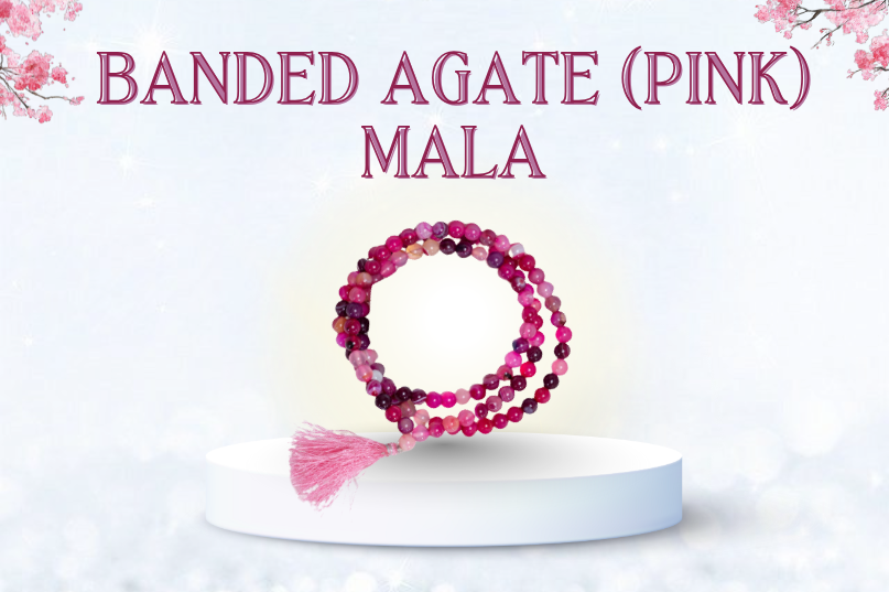 Banded Agate (Pink) Mala Image