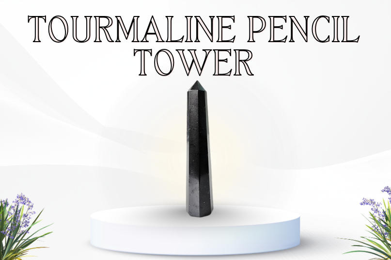 Black Tourmaline Pencil Tower – Protection, Grounding & Energy Shield