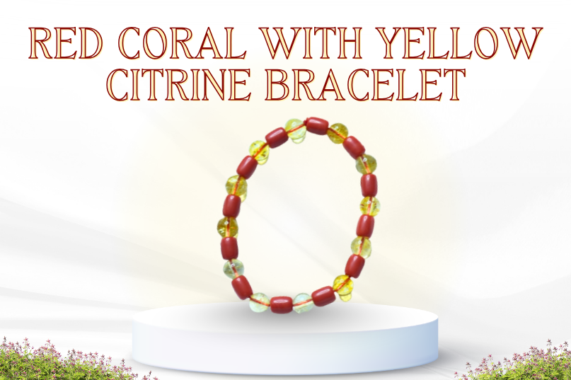 Red Coral With Yellow Citrine Bracelet Image