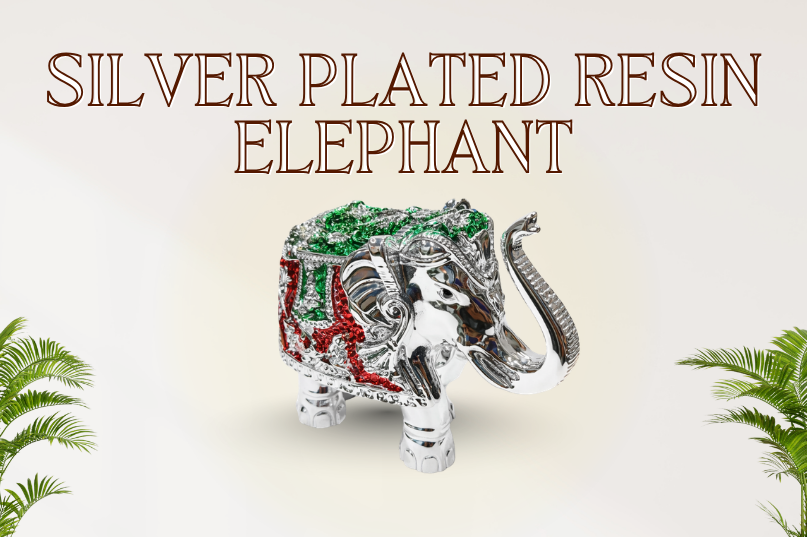 Silver Plated Resin Elephant – Symbol of Strength, Wisdom & Good Luck