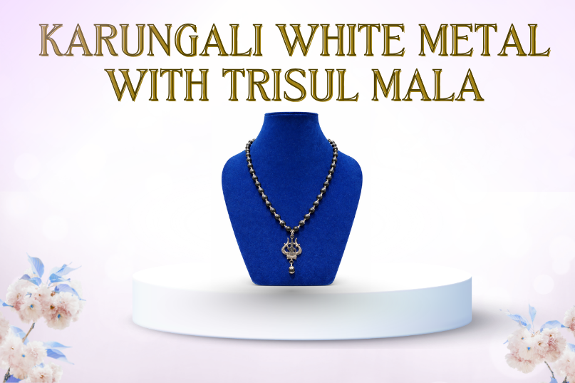 karungali white metal with Trisul Mala image