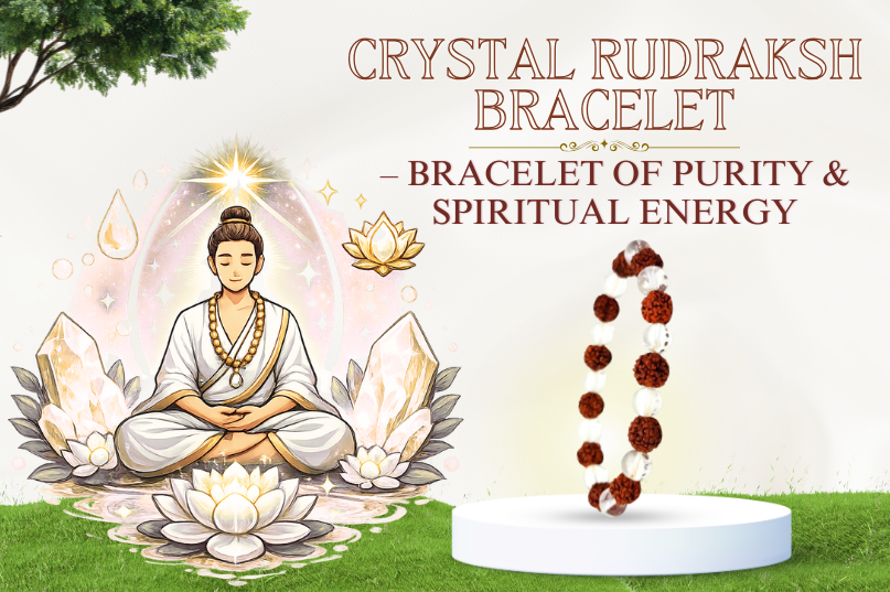 Crystal Rudraksha Bracelet – A Sacred Blend of Purity, Protection & Spiritual Energy