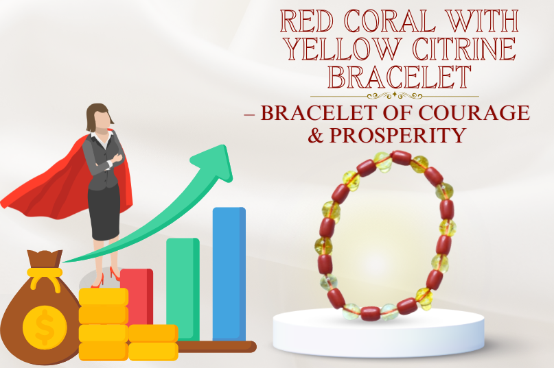 Red Coral With Yellow Citrine Bracelet Image