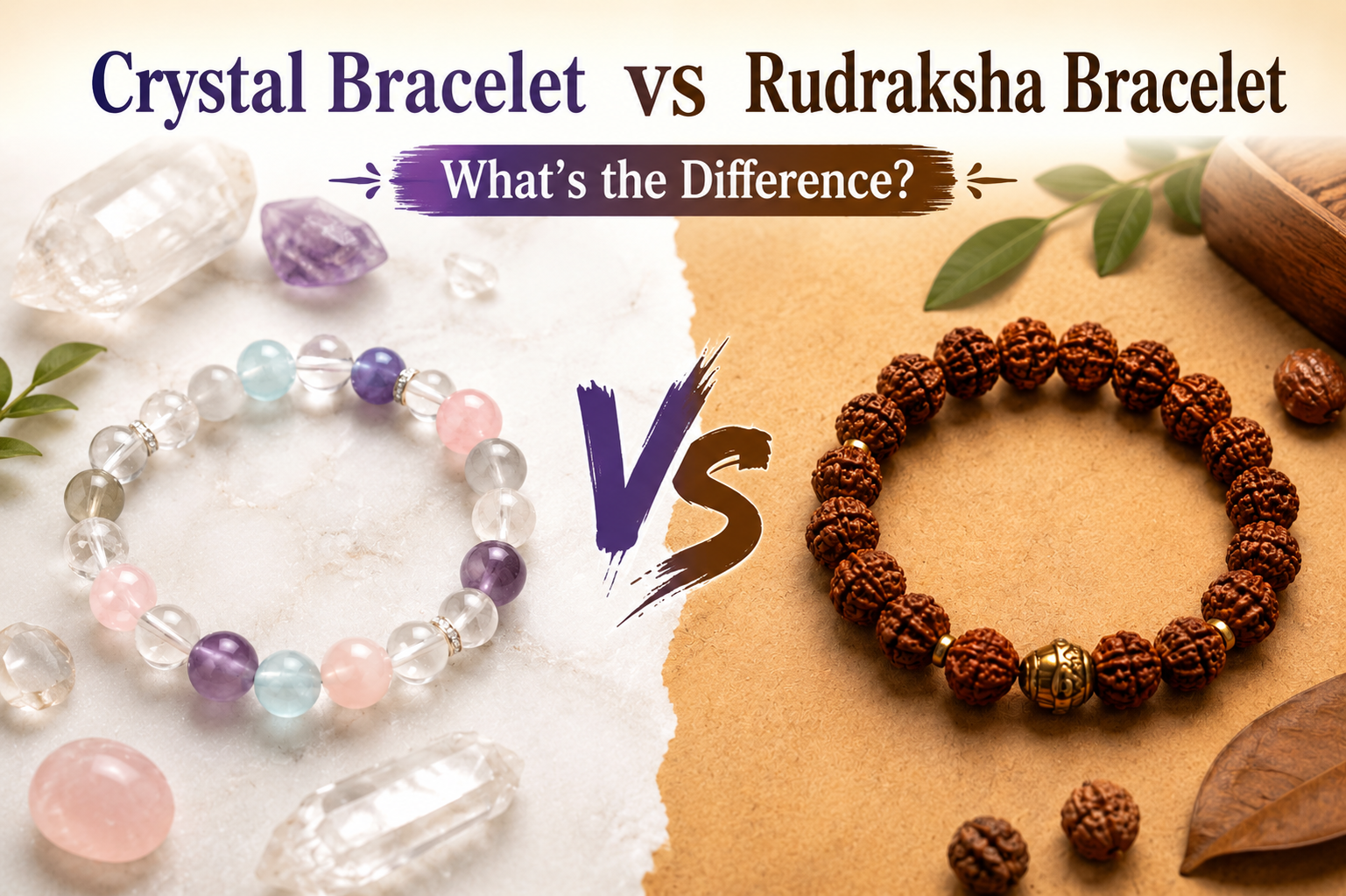 Crystal Bracelet vs Rudraksha Bracelet: What’s the Difference?