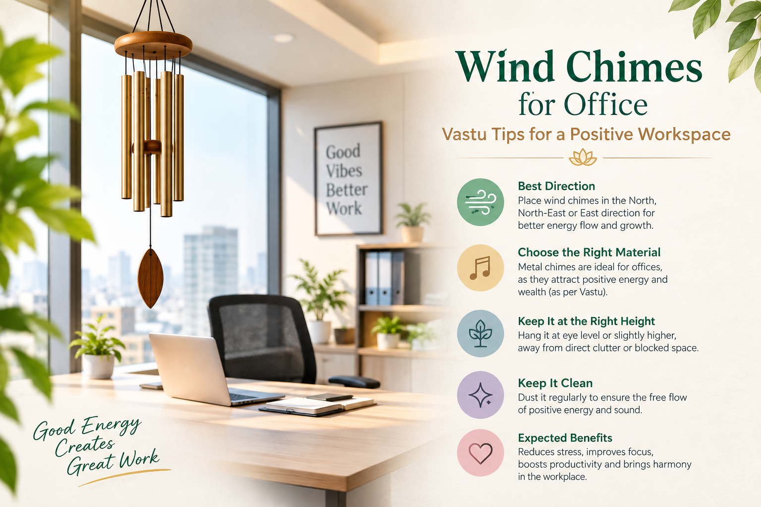 Wind Chimes for Office: Vastu Tips for a Positive Workspace