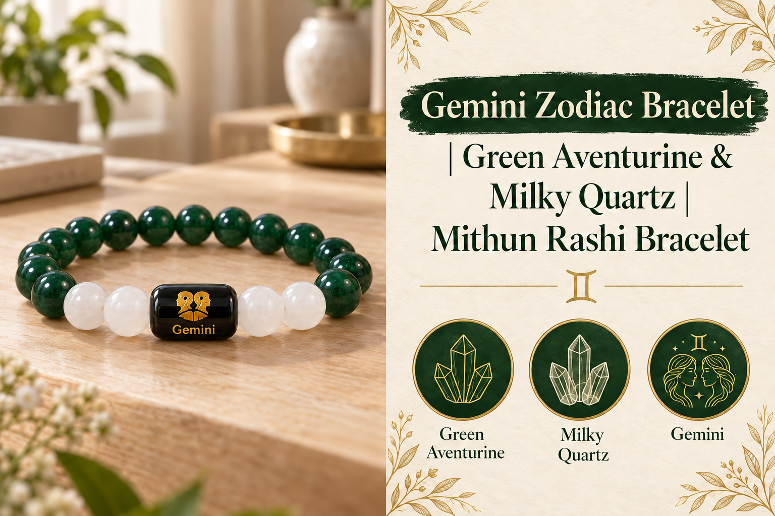 Gemini Bracelet with Milky Quartz