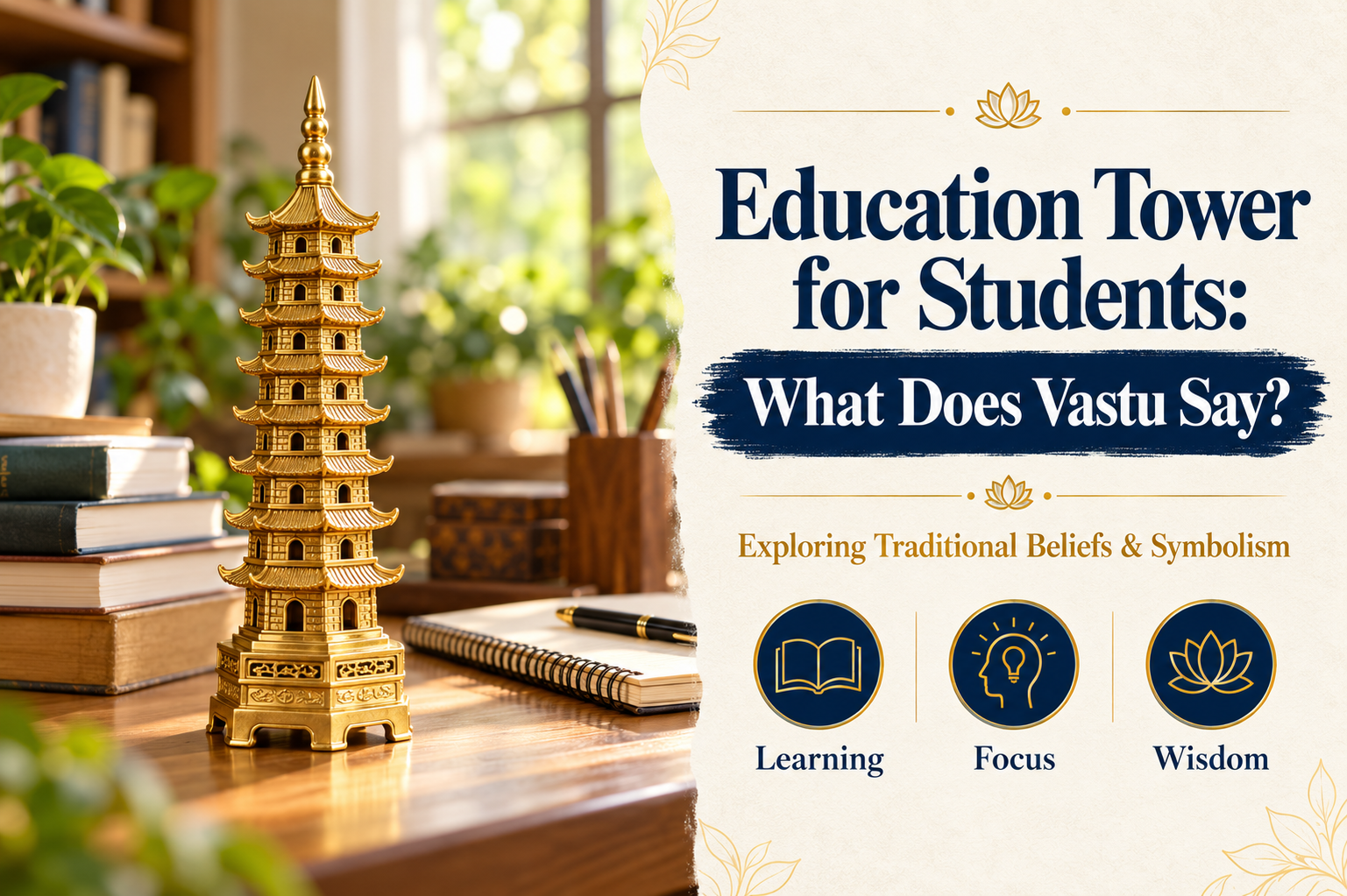 Golden Education Tower on a Study Desk