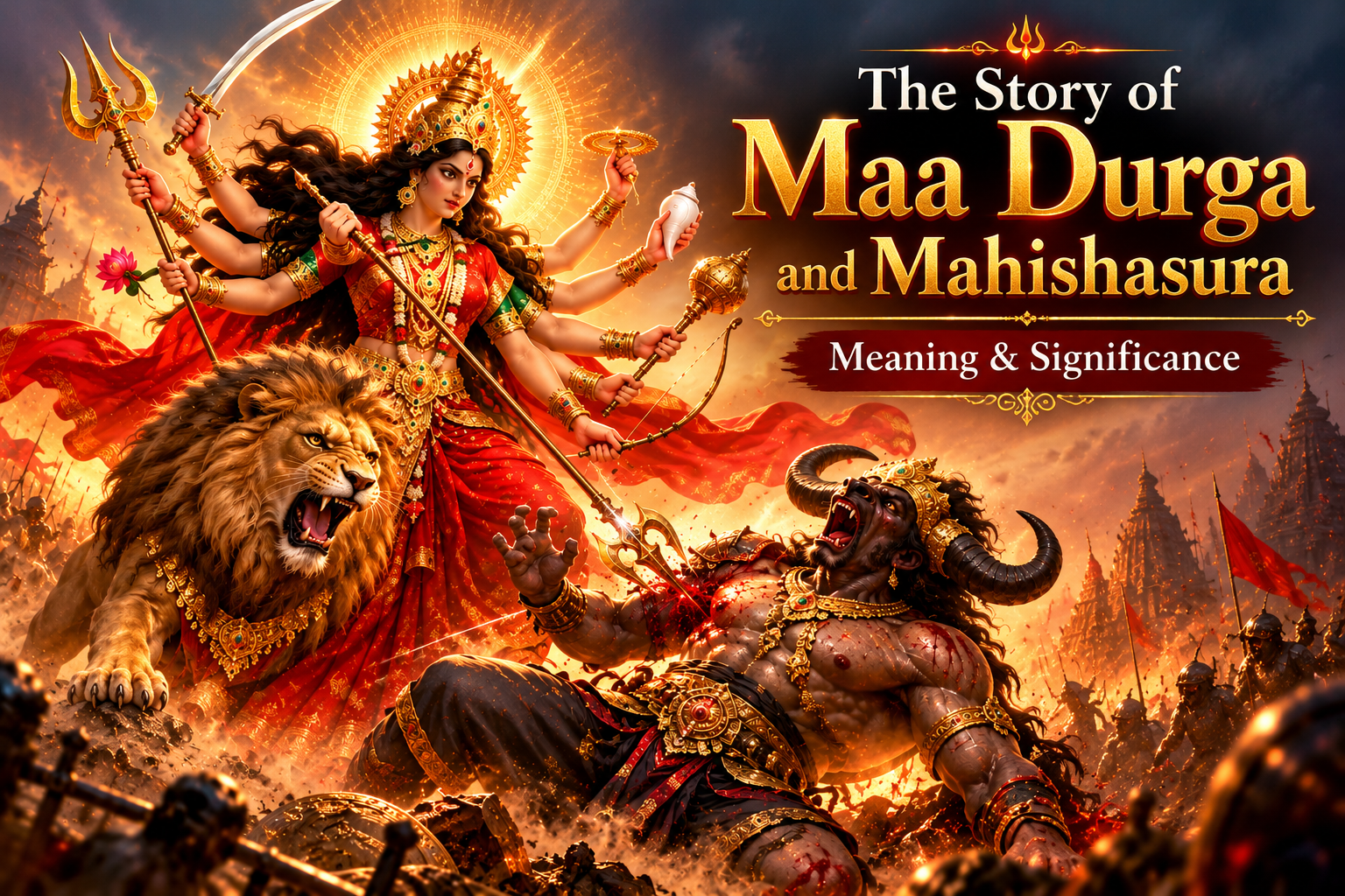 Maa Durga and Mahishasura_ Epic Battle