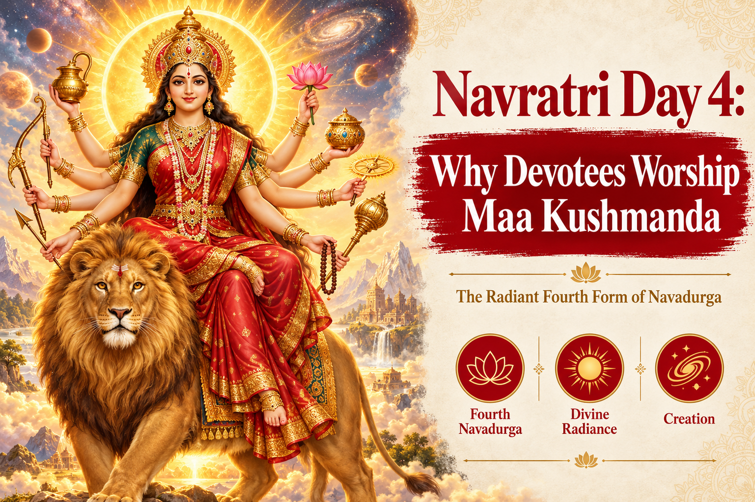 Maa Kushmanda’s Radiant Lion Banner