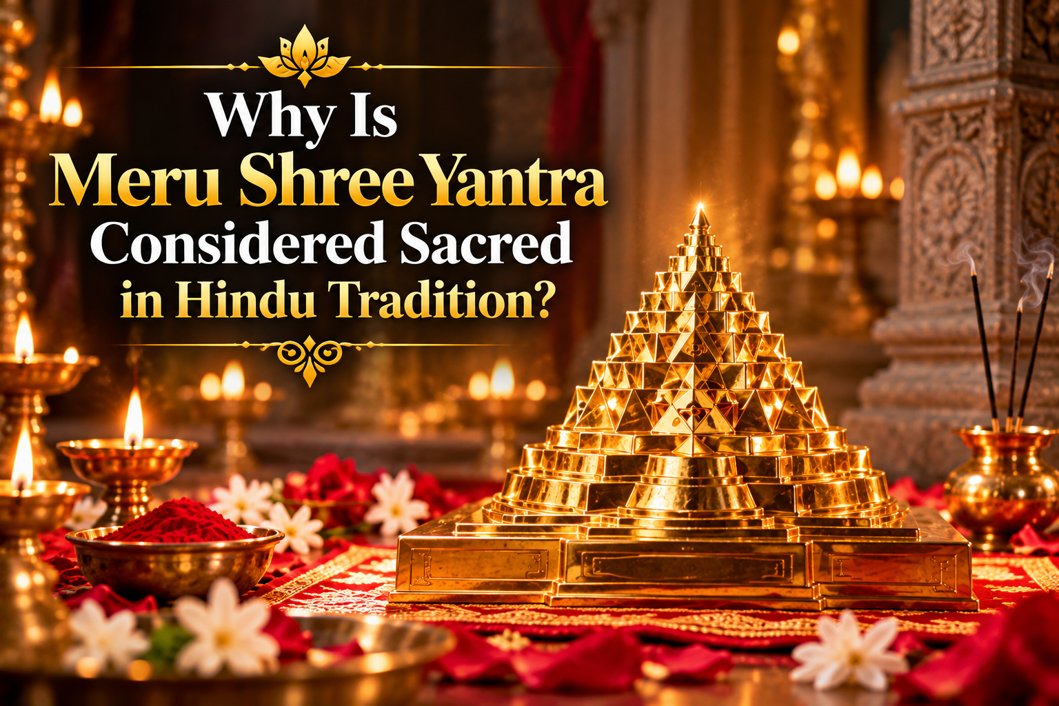 Sacred Meru Shree Yantra in Temple Glow