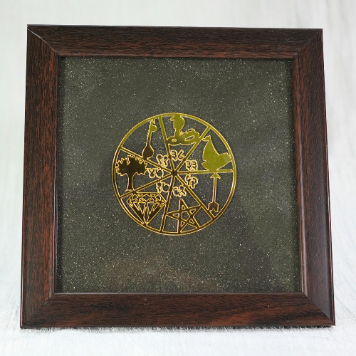 Karya Sidhi Pyrite Dust Plate  With  Wooden Frame