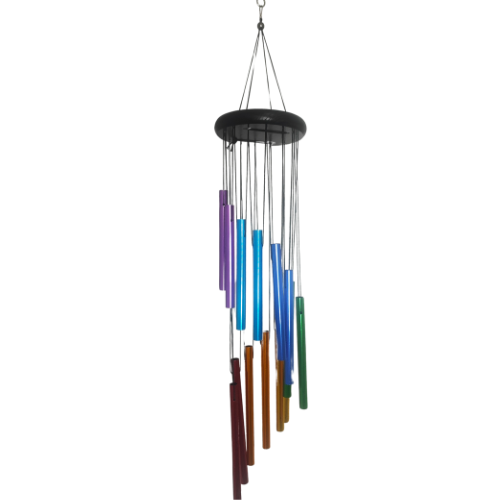 Wind Chimes (12 Inches)-Multi Color-14 Pipe