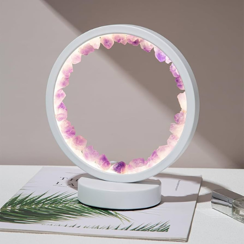 Rose Quartz Stone LED Ring Lights
