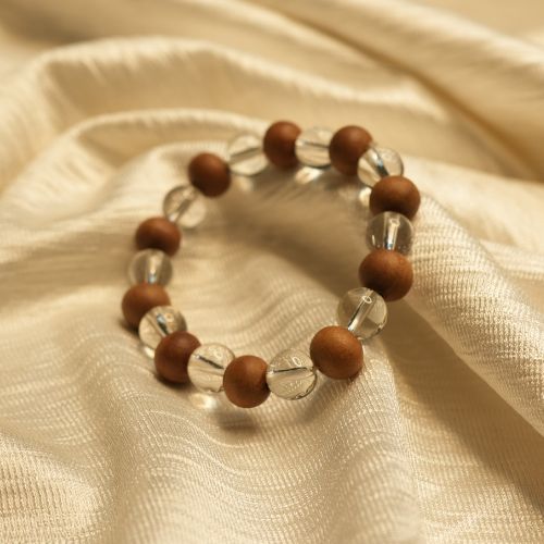 Sandalwood with Clear Crystal Bracelet 10MM