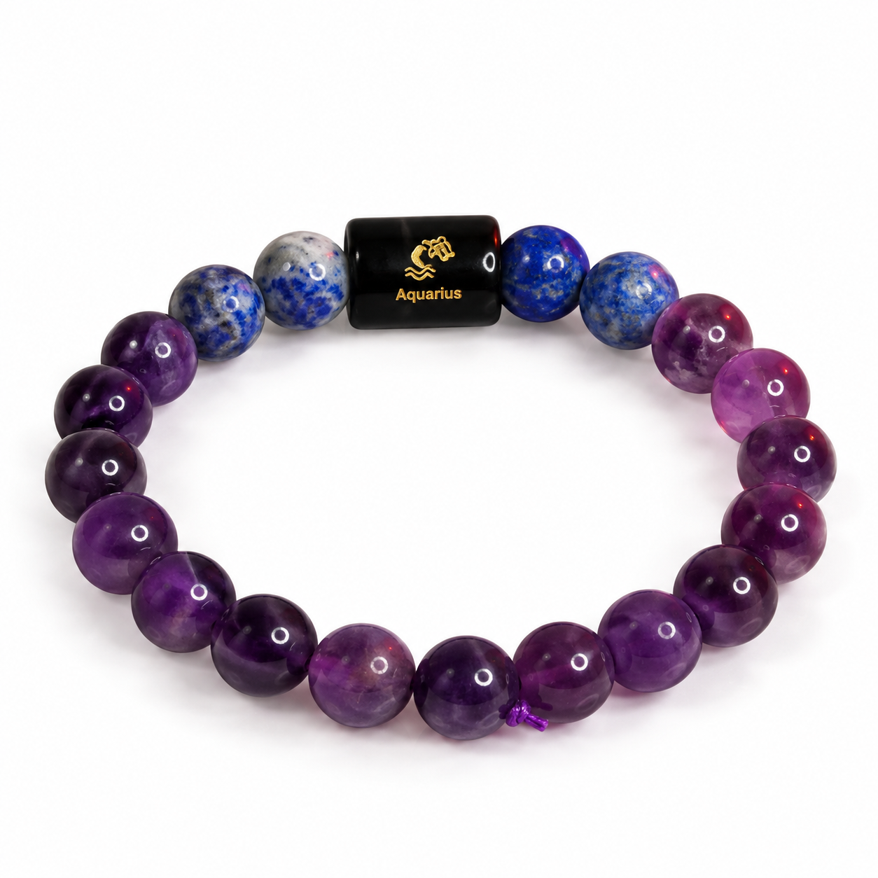 Aquarius Zodiac Bracelet | Amethyst & Lapis Lazuli | Kumbh Rashi Bracelet
