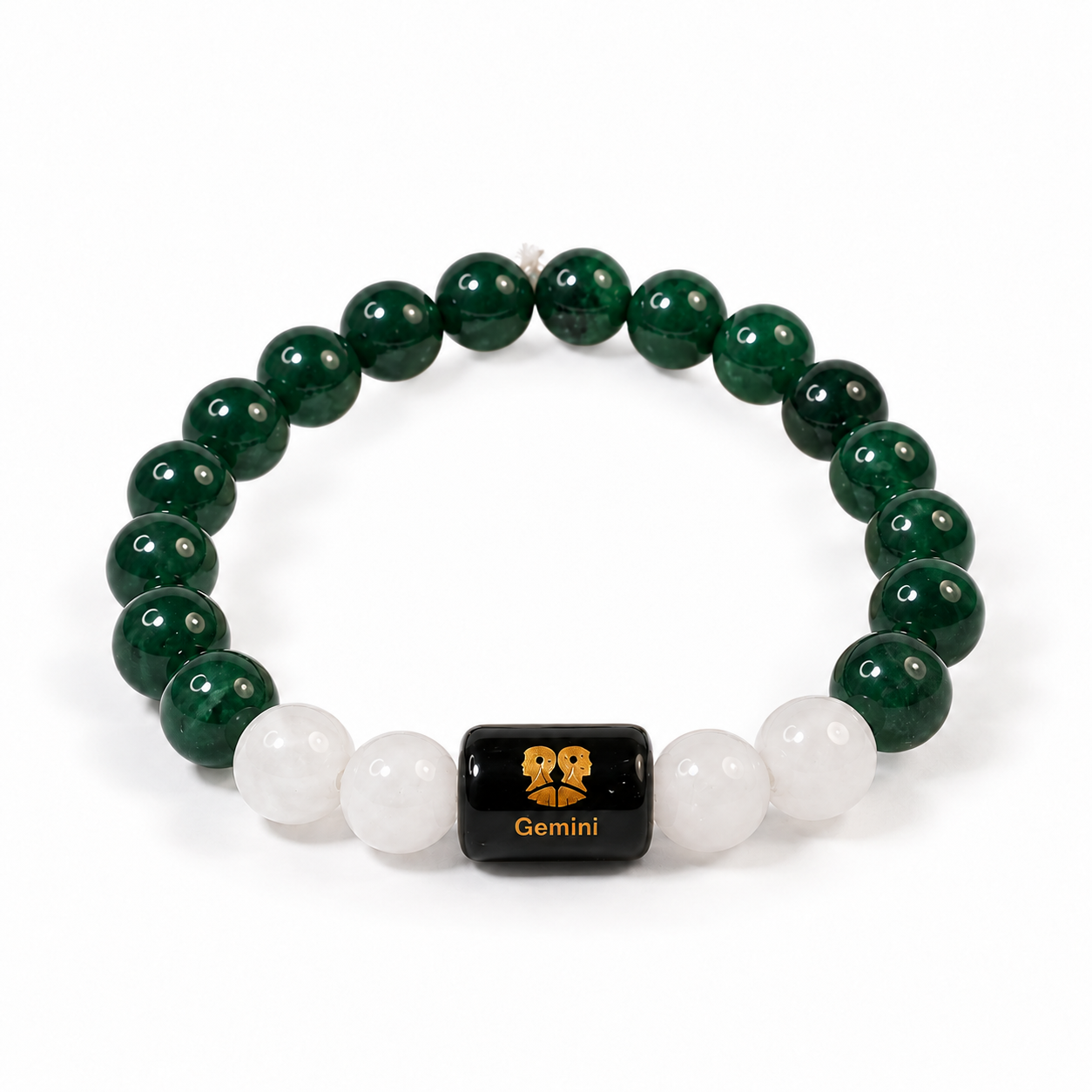 Gemini Zodiac Bracelet | Green Aventurine & Milky Quartz | Mithun Rashi Bracelet