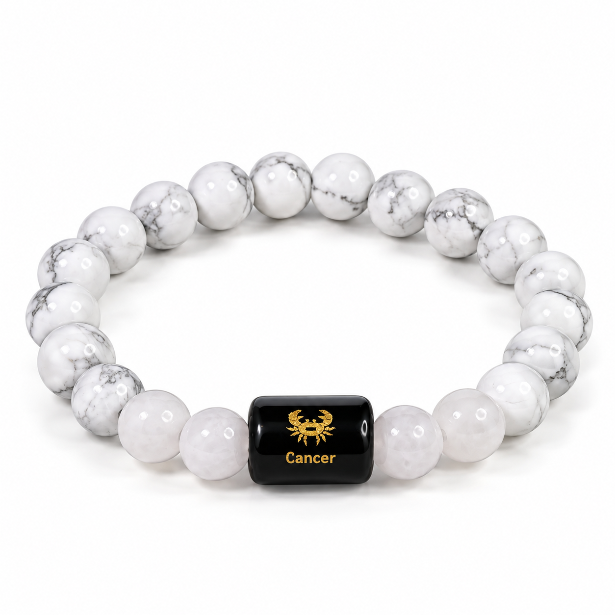 Cancer Zodiac Bracelet | Howlite & Milky Quartz | Kark Rashi Bracelet