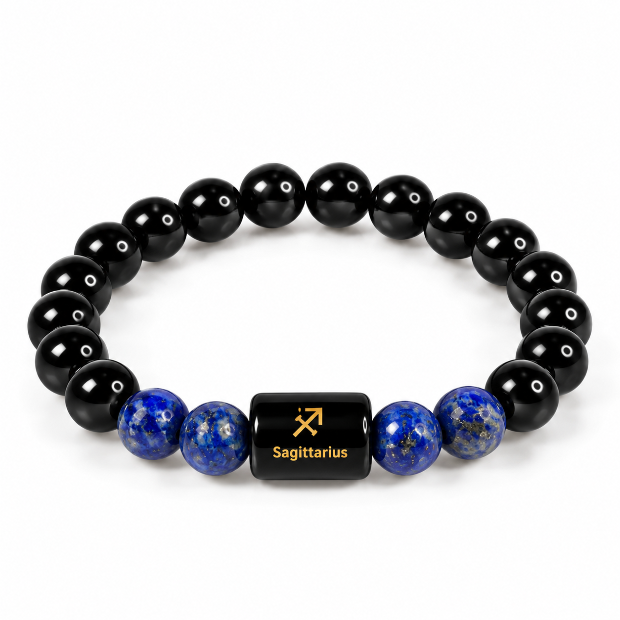 Sagittarius Zodiac Bracelet | Black Obsidian & Lapis Lazuli | Dhanu Rashi Bracelet